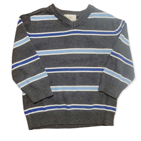 Grey stripe v neck sweater - Picture 1 of 2